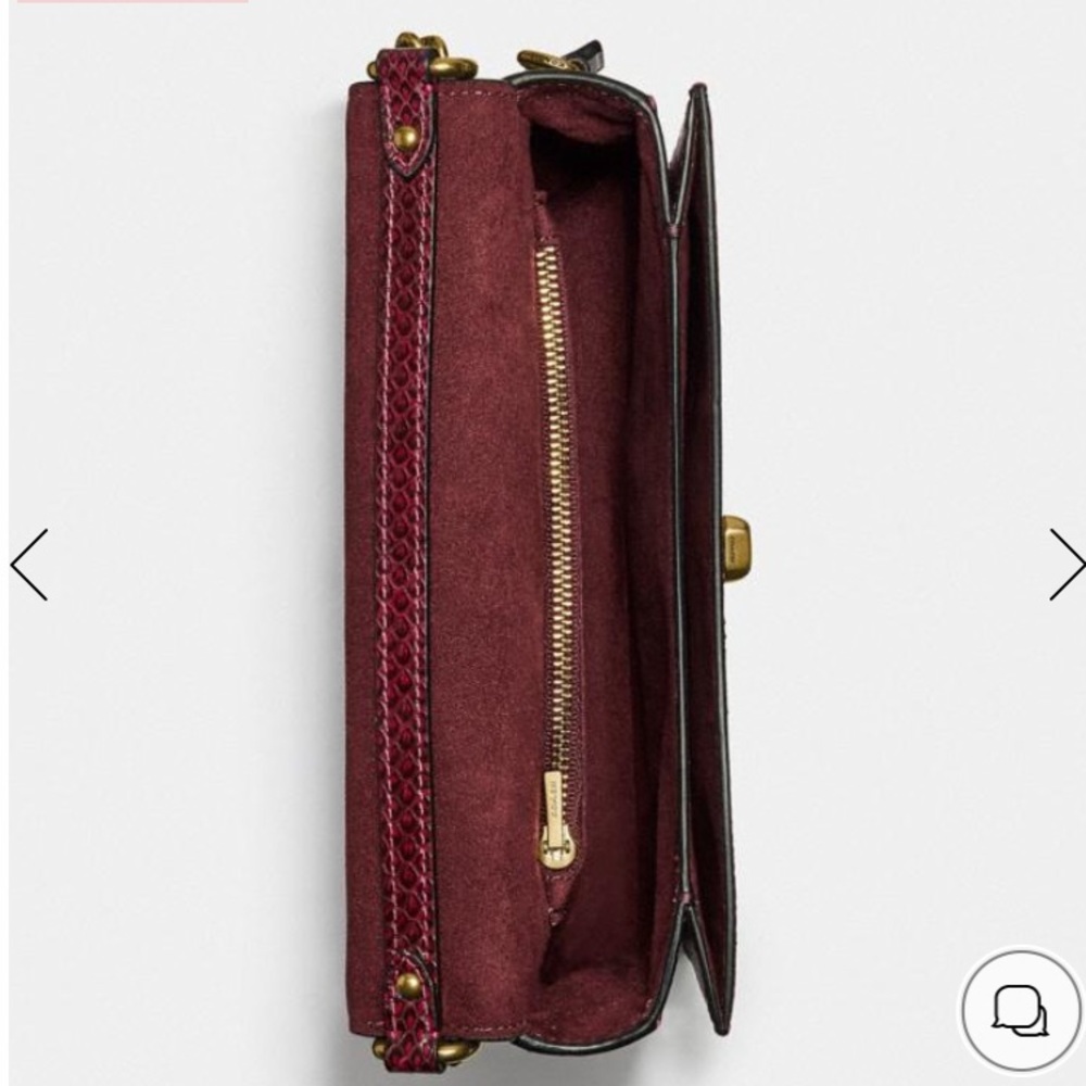 LAST COACH HUTTON GENUINE SNAKESKIN SHOULDER BAG IN CERISE W/CHUNKY CHAIN STRAP - Picture 9 of 16